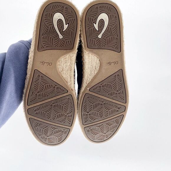 Olukai kaula Pa‘a Kapa Linen Espadrilles Collapsible Heel Black Women’s 7.5 - Picture 8 of 8